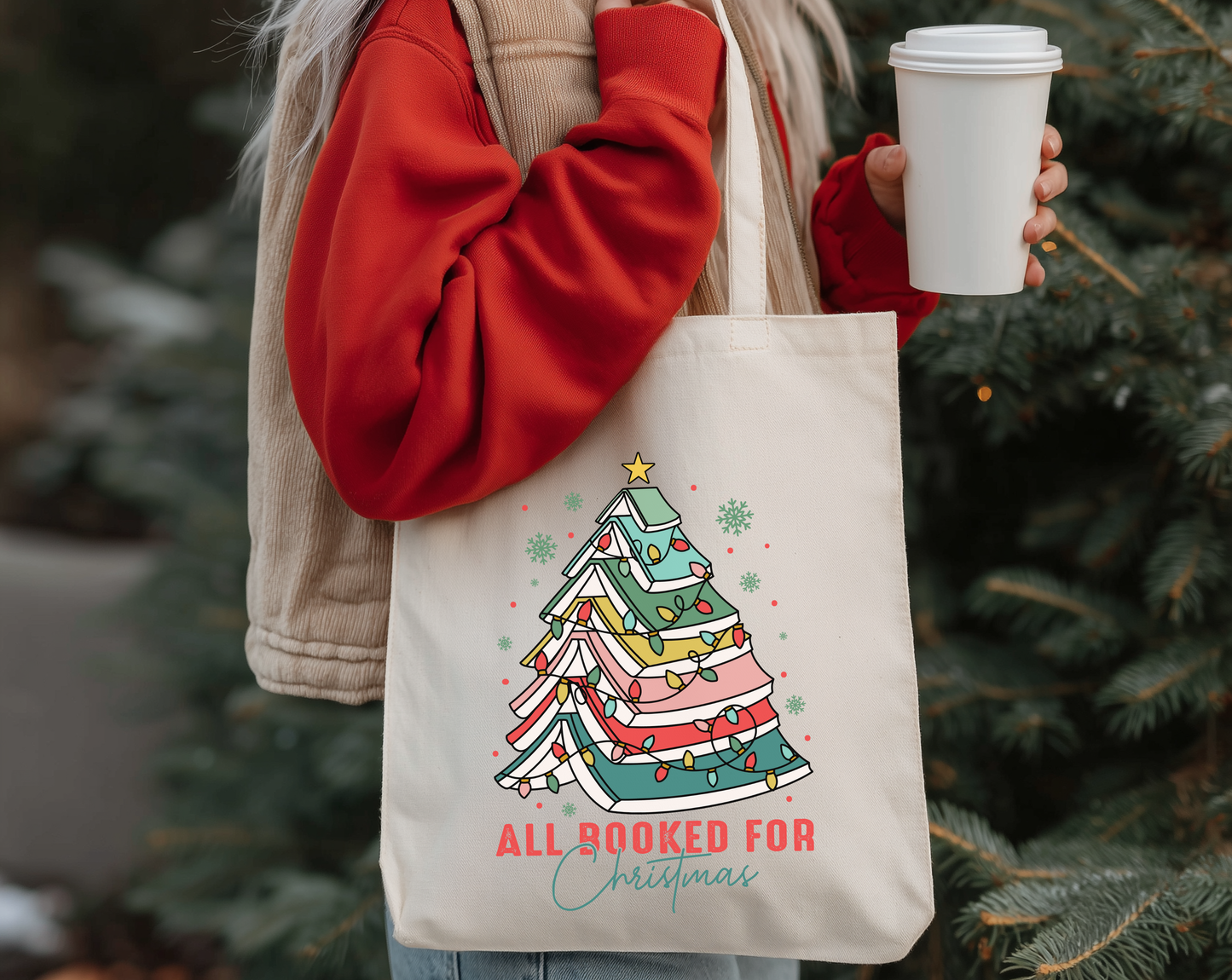 All Booked for Christmas Tote Bag