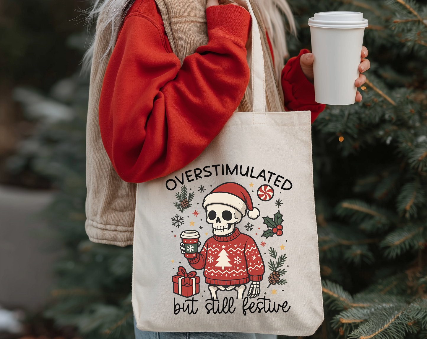 Overstimulated but Festive Tote bag