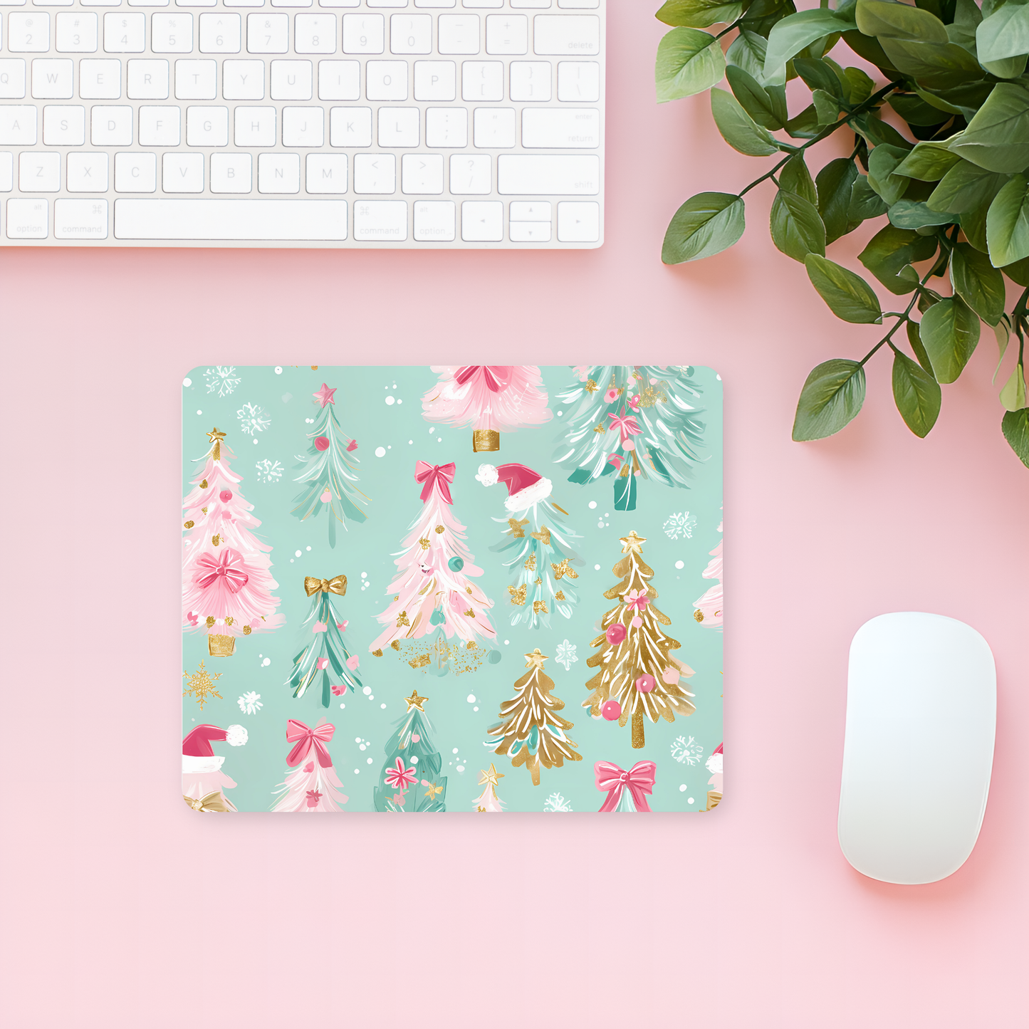 Pastel Christmas Tree Mouse Pad
