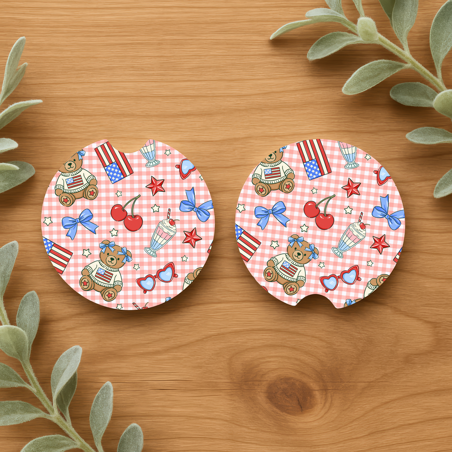 Patriotic Teddy Bear Car Coasters