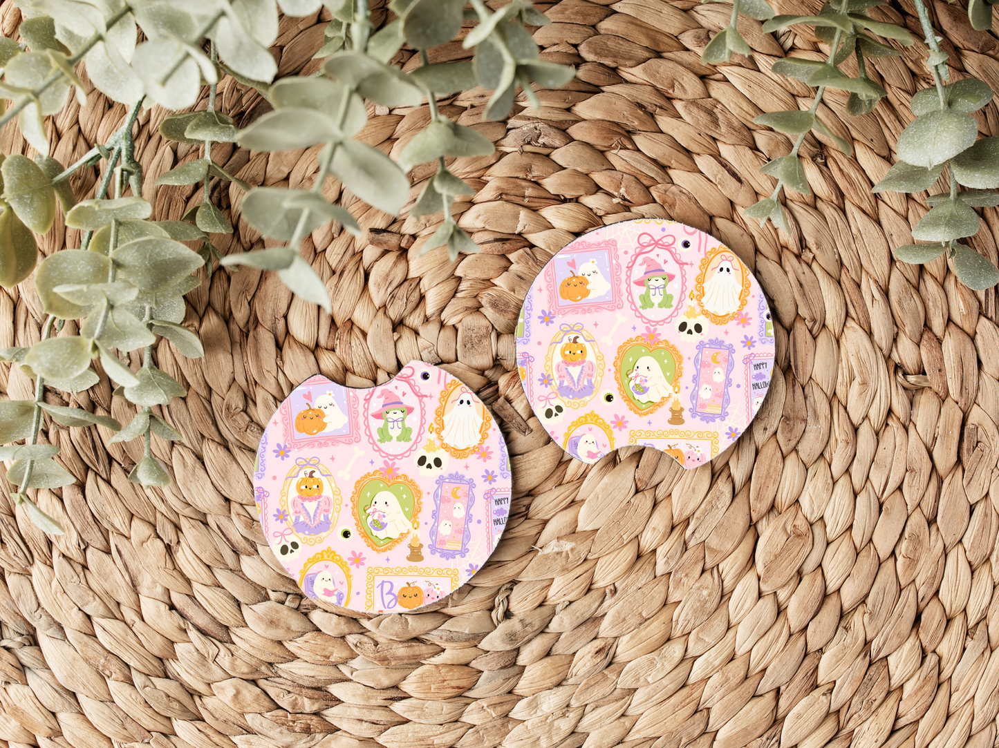 Ghostly Portrait Car Coasters