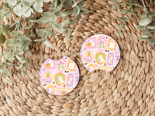 Ghostly Portrait Car Coasters