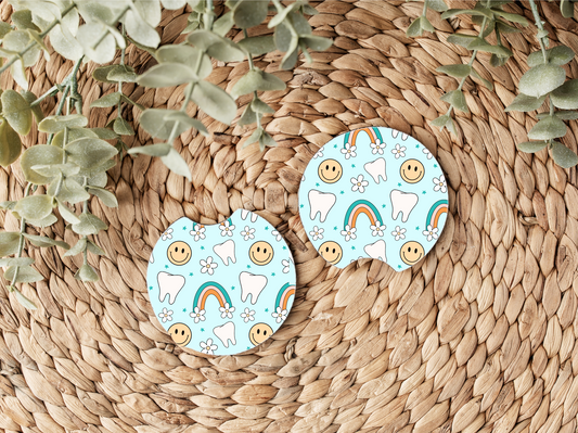 Blue Smiley Dental Car Coasters