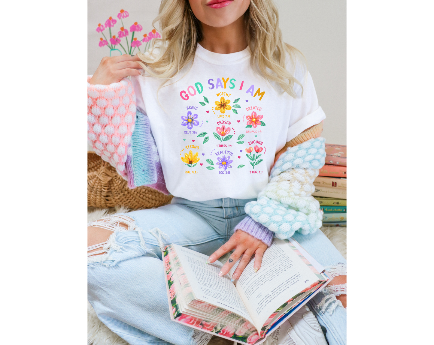 God Say's I am Floral T-Shirt