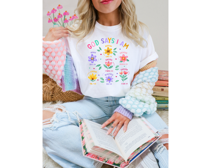 God Say's I am Floral T-Shirt