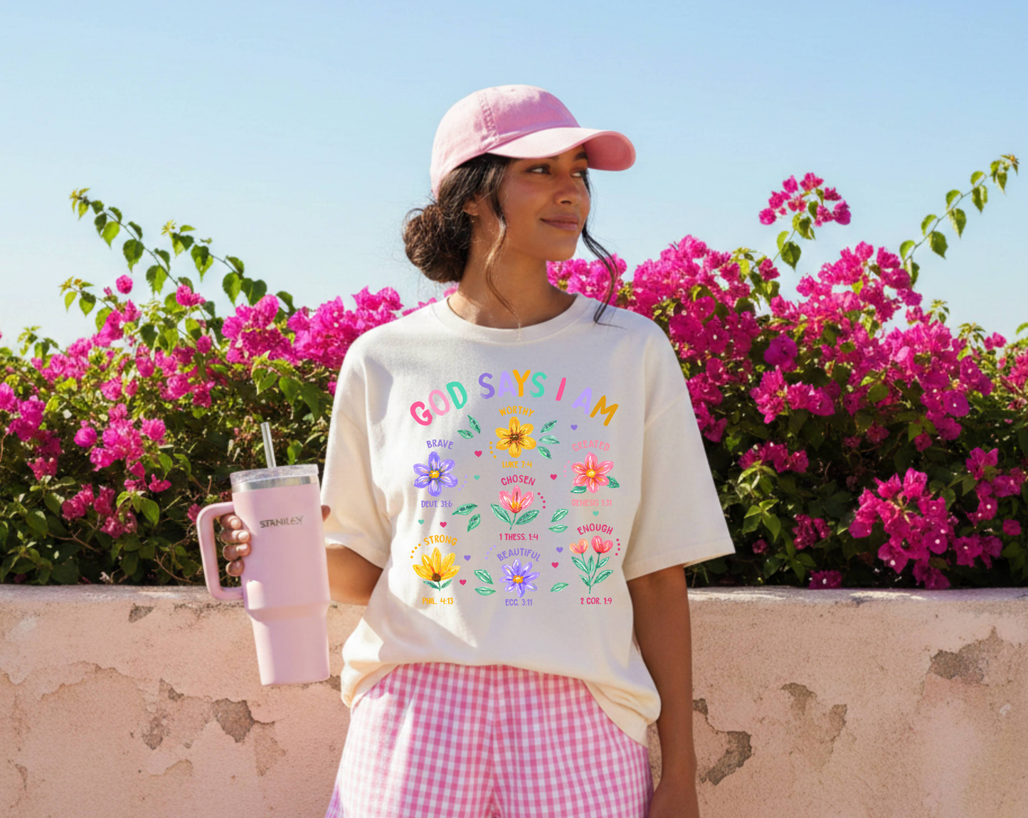 God Say's I am Floral T-Shirt