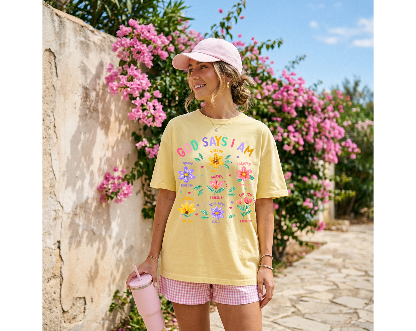 God Say's I am Floral T-Shirt