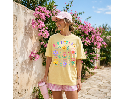 God Say's I am Floral T-Shirt