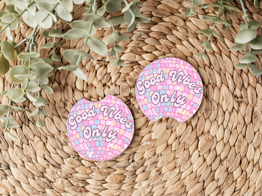 Good Vibes Only Car Coasters