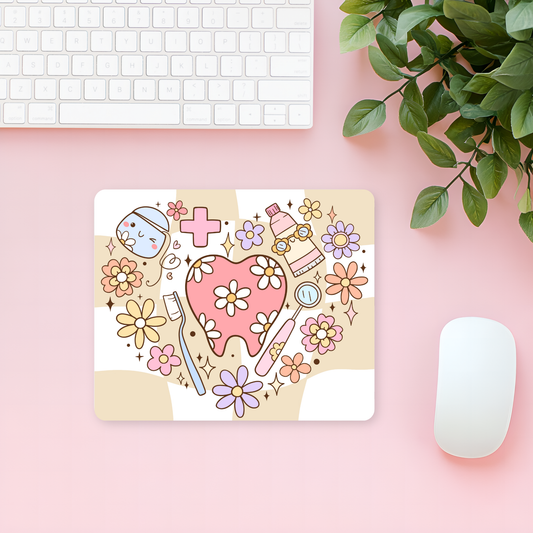 Retro Beige Heart Dental Mouse Pad