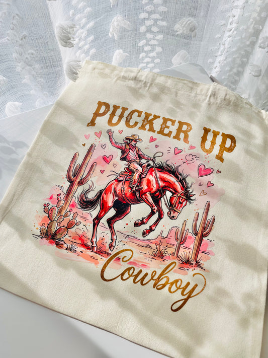 Pucker Up Cowboy Tote Bag