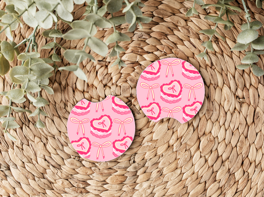 Pink Cake Coquette Car Coasters