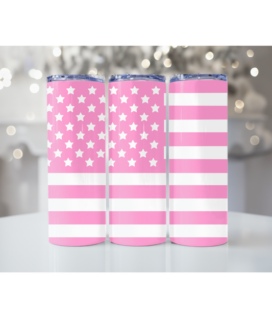 Pink American Flag 20 oz Tumbler