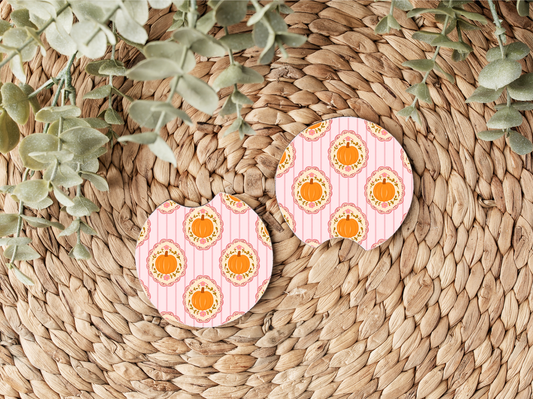 Pink Pumpkin Patch Car Coasters