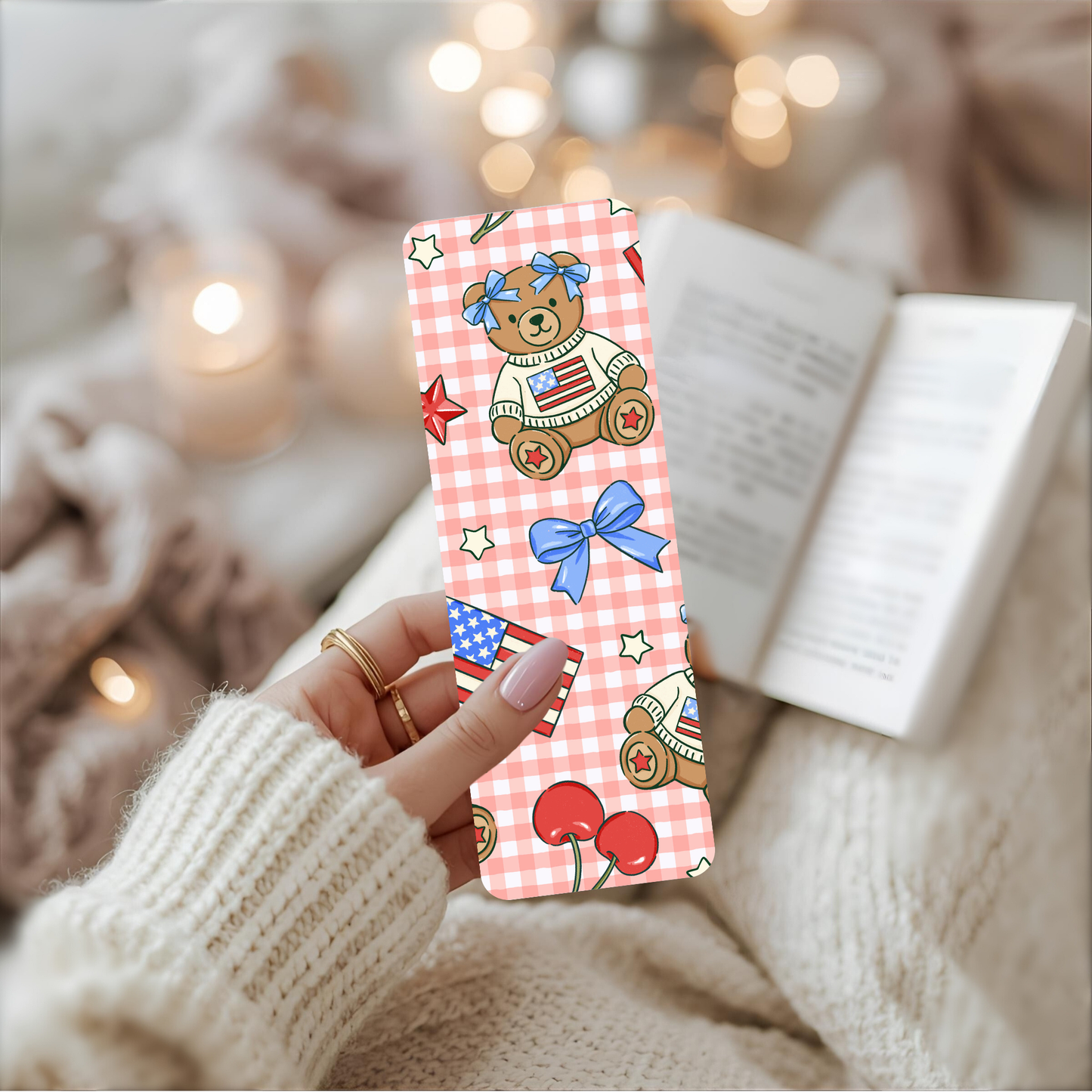 Patriotic Teddy Bear Metal Bookmark